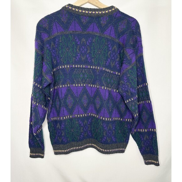 VTG 80'S/90's Cadet Boys Club Sweater Purple Green Boys Made in USA XL 18 - Picture 2 of 10